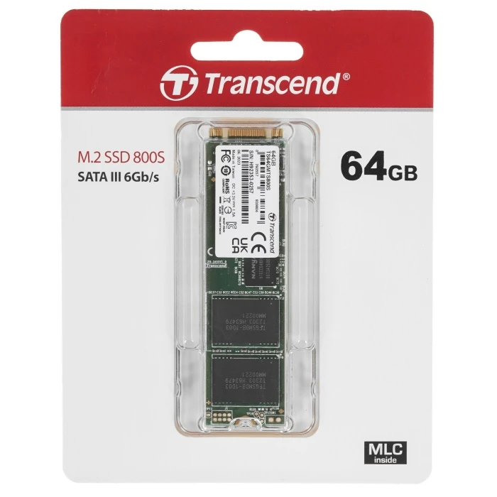 SSD накопитель Transcend MTS800S 64Gb 2.5" SATA, TS64GMTS800S