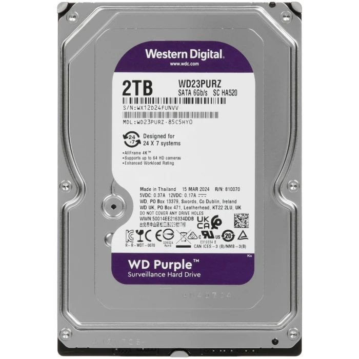 HDD диск WD Purple 2Tb 3.5", WD23PURZ