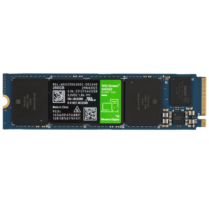 SSD накопитель WD Green SN350 250Gb M.2 NVMe, WDS250G2G0C