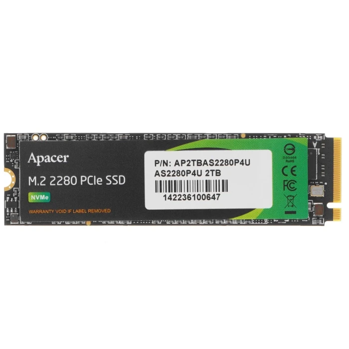 SSD накопитель Apacer AS2280P4U 2Tb M.2 NVMe, AP2TBAS2280P4U-1