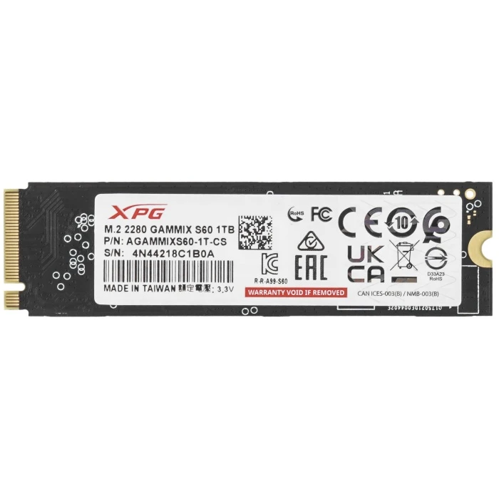 SSD накопитель ADATA XPG GAMMIX S60 1Tb M.2 NVMe, AGAMMIXS60-1T-CS