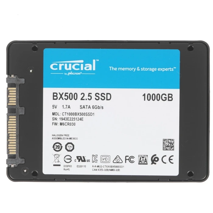 SSD накопитель Crucial BX500 1Tb 2.5" SATA, CT1000BX500SSD1