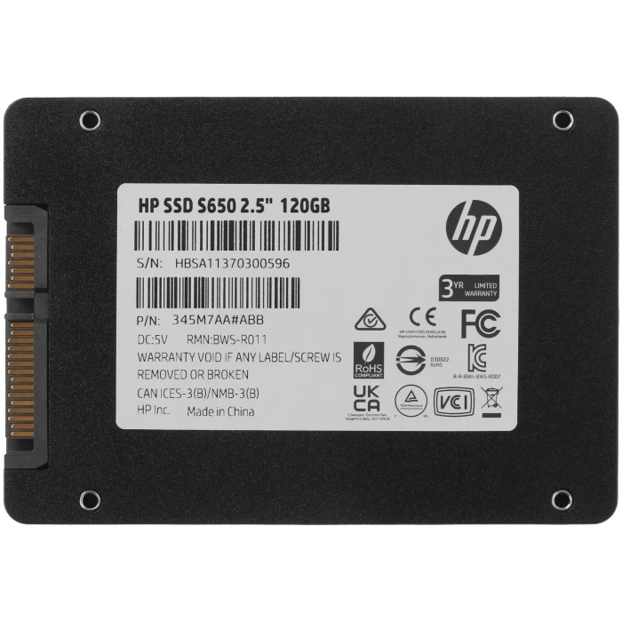 SSD накопитель HP S650 120Gb 2.5" SATA, 3345M7AA#ABB