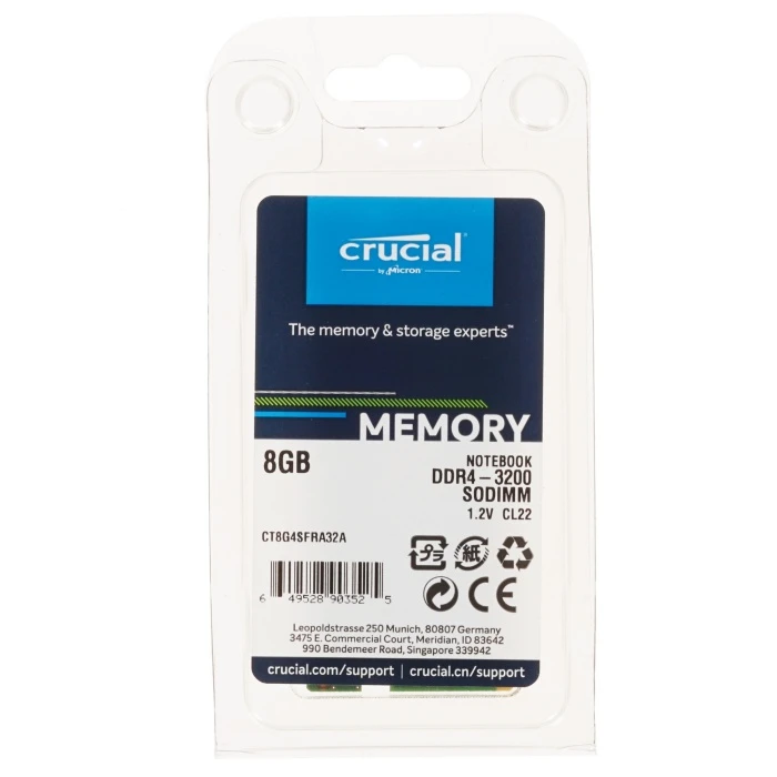 Оперативная память Crucial 8Gb 3200Mhz, CT8G4SFRA32A