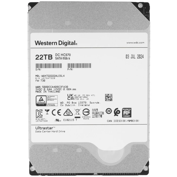 HDD диск WD Ultrastar DC HC570 22Tb 3.5", 0F48155