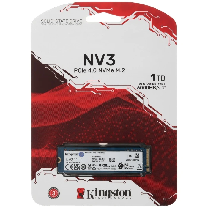 SSD накопитель Kingston NV3 1Tb M.2 NVMe, SNV3S/1000G