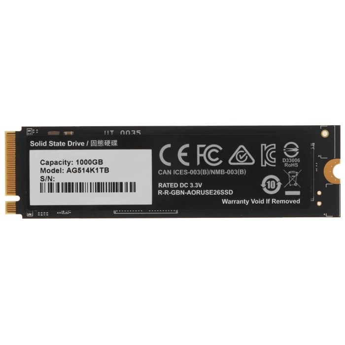 SSD накопитель Gigabyte AORUS Gen5 14000 1Tb M.2 NVMe, AG514K1TB