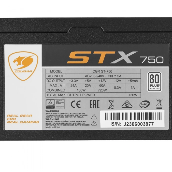 Блок питания Cougar STX750 черный, CGR ST-750