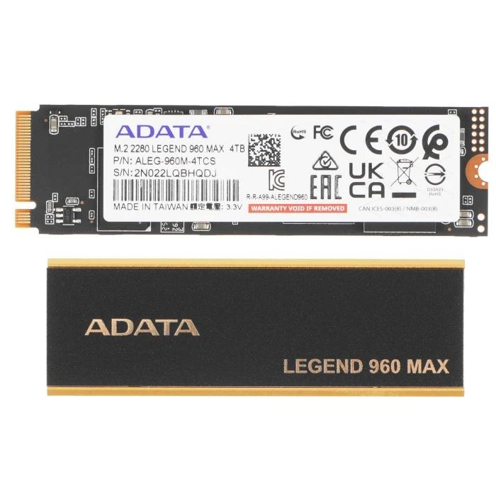 SSD накопитель ADATA LEGEND 960 MAX 4Tb M.2 NVMe, ALEG-960M-4TCS