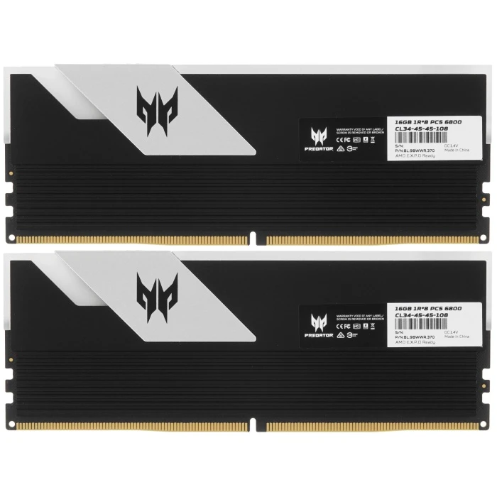 Оперативная память Acer Predator Vesta II RGB 32Gb 6800Mhz, KIT 2*16Gb, BL.9BWWR.370