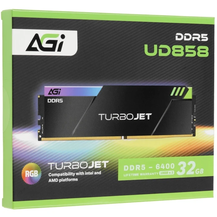 Оперативная память AGI TurboJet RGB 32Gb 6400Mhz, KIT 2*16Gb, AGI6GPC16UD858-DC