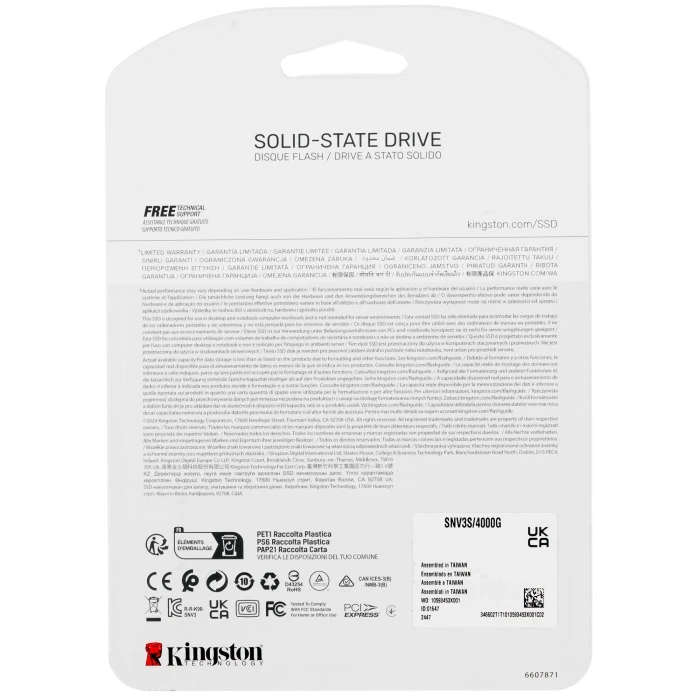SSD накопитель Kingston NV3 4Tb M.2 NVMe, SNV3S/4000G