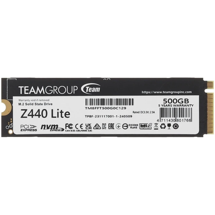 SSD накопитель TEAMGROUP T-FORCE Z440 Lite 500Gb M.2 NVMe, TM8FFT500G0C129