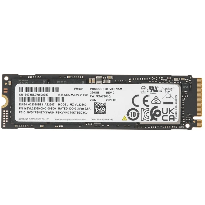 SSD накопитель Samsung PM9A1 256Gb M.2 NVMe, MZVL2256HCHQ-00B00