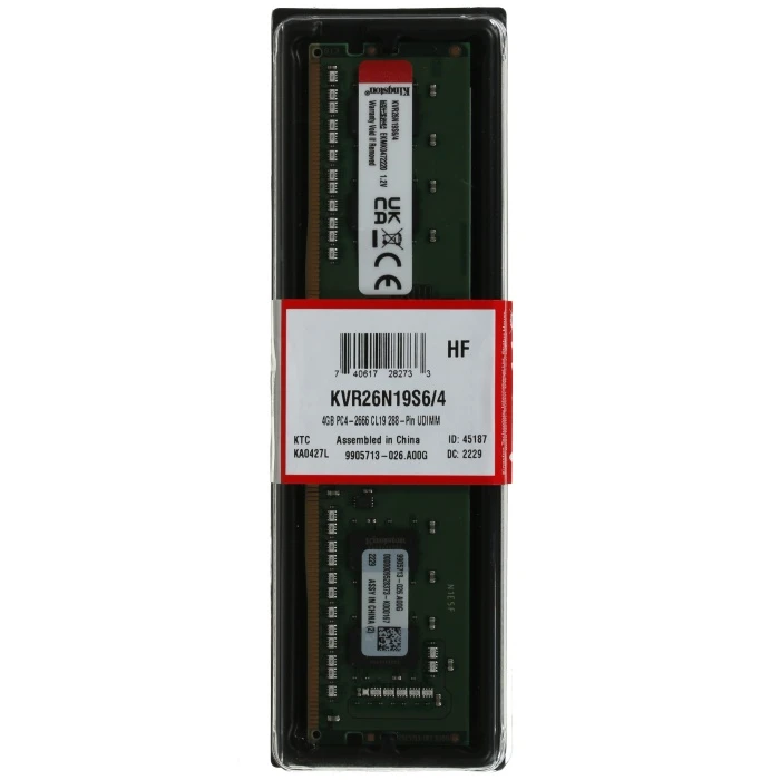 Оперативная память Kingston ValueRAM 4Gb 2666Mhz, KVR26N19S6/4