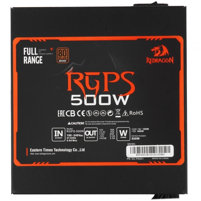 Блок питания Redragon RGPS-500W черный, 75357