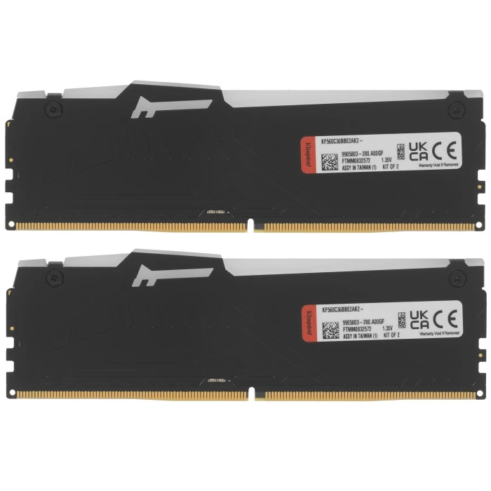 Оперативная память Kingston FURY Beast Black RGB 32Gb 6000Mhz, KIT 2*16Gb, KF560C36BBE2AK2-32