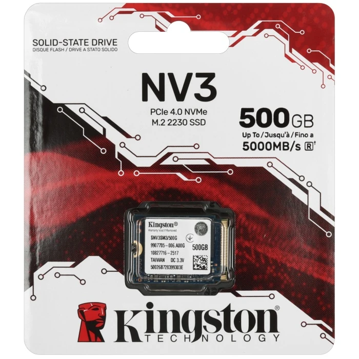 SSD накопитель Kingston NV3 500Gb M.2 NVMe, SNV3SM3/500G
