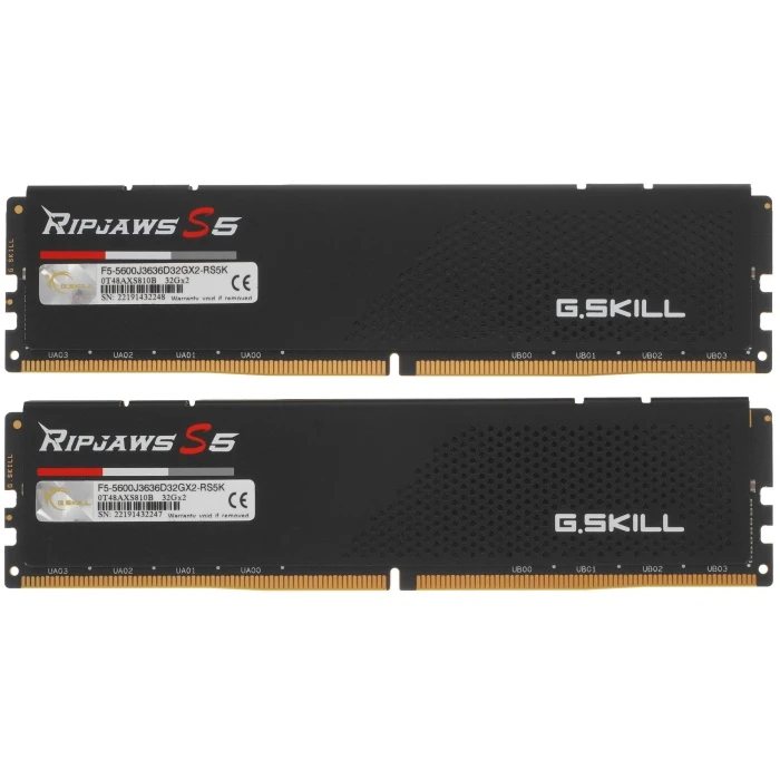 Оперативная память G.Skill Ripjaws S5 64Gb 5600Mhz, KIT 2*32Gb, F5-5600J3636D32GX2-RS5K