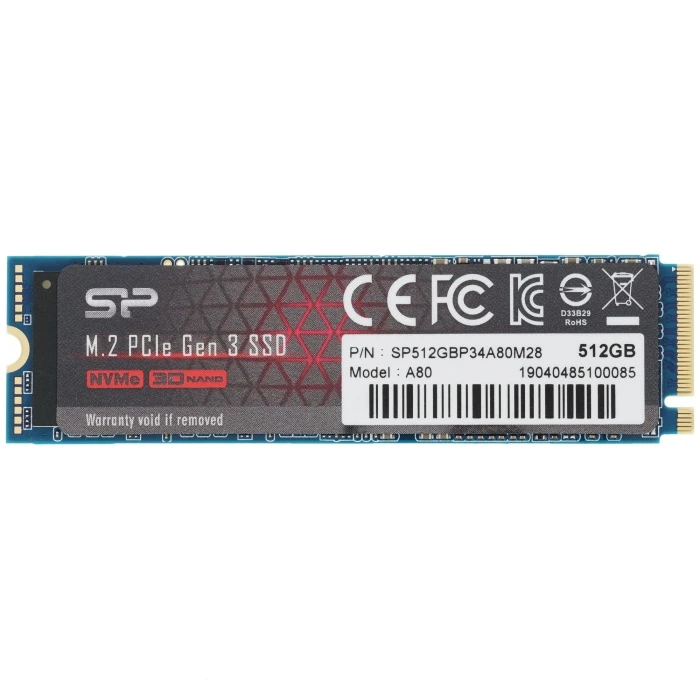 SSD накопитель Silicon Power P34A80 512Gb M.2 NVMe, SP512GBP34A80M28