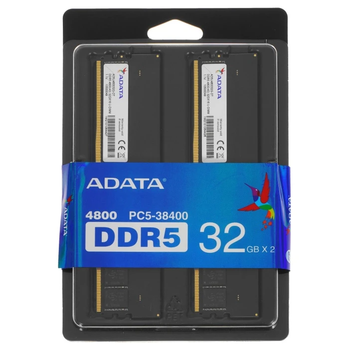 Оперативная память ADATA 64Gb 4800Mhz, KIT 2*32Gb, AD5U480032G-DT