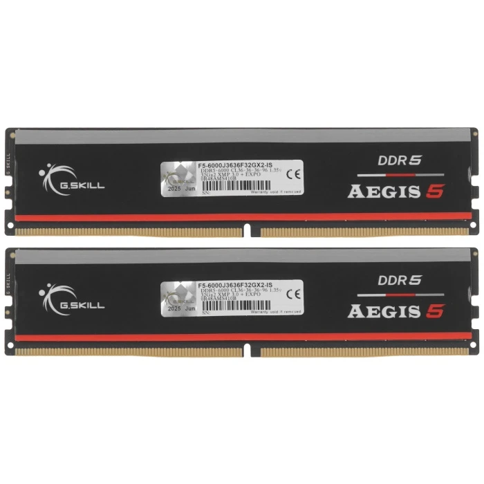 Оперативная память G.Skill Aegis 5 64Gb 6000Mhz, KIT 2*32Gb, F5-6000J3636F32GX2-IS