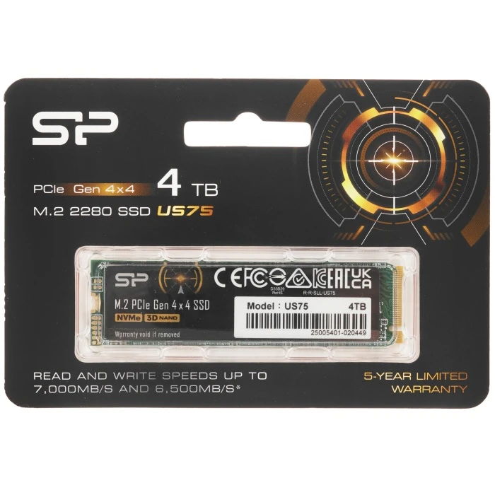 SSD накопитель SiliconPower US75 4Tb M.2 NVMe, SP04KGBP44US7505
