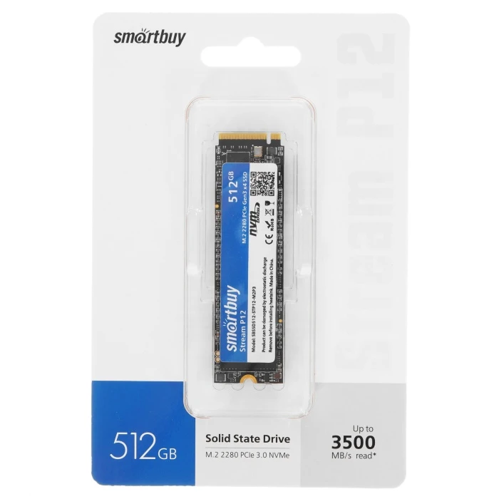 SSD накопитель Smartbuy Stream P12 512Gb M.2 NVMe, SBSSD512-STP12-M2P3