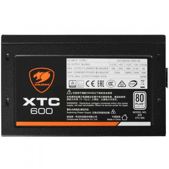 Блок питания Cougar XTC600 черный, 31XC060.0001P