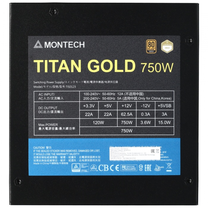 Блок питания MONTECH TITAN GOLD 750 черный, TIS0123