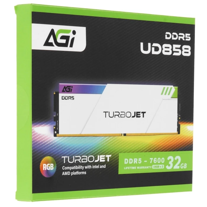 Оперативная память AGI TurboJet RGB 32Gb 7600Mhz, KIT 2*16Gb, AGI7CPD16UD858-DC