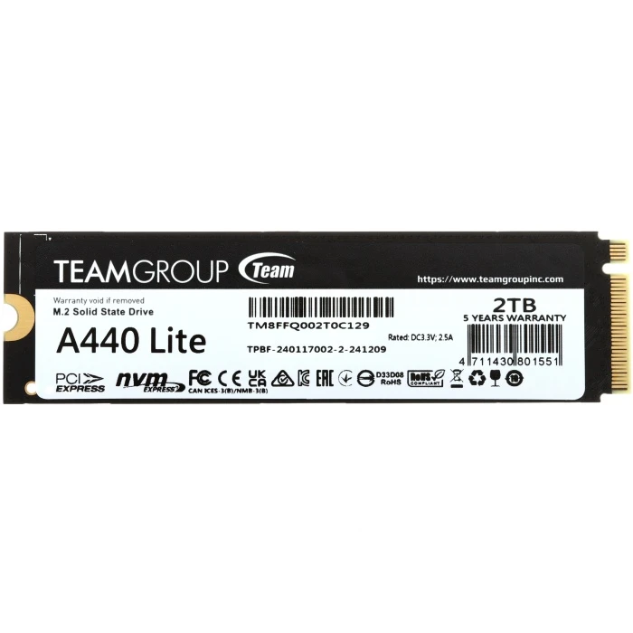 SSD накопитель TEAMGROUP T-FORCE CARDEA A440 Lite 2Tb M.2 NVMe, TM8FFQ002T0C129