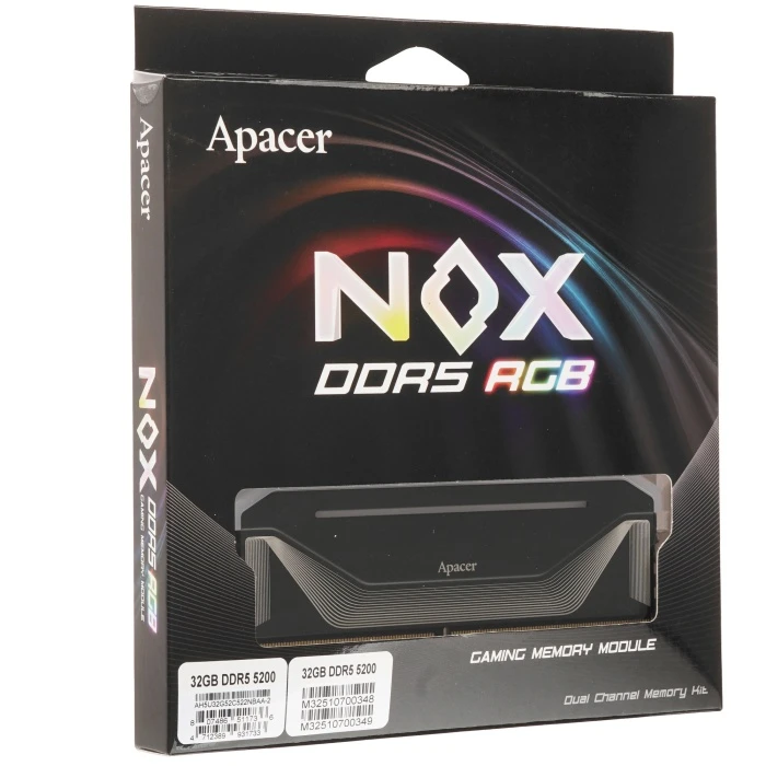 Оперативная память Apacer NOX RGB 32Gb 5200Mhz, KIT 2*16Gb, AH5U32G52C522NBAA-2