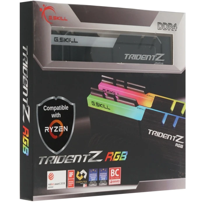Оперативная память G.Skill Trident Z RGB (AMD) 16Gb 3600Mhz, KIT 2*8Gb, F4-3600C18D-16GTZRX