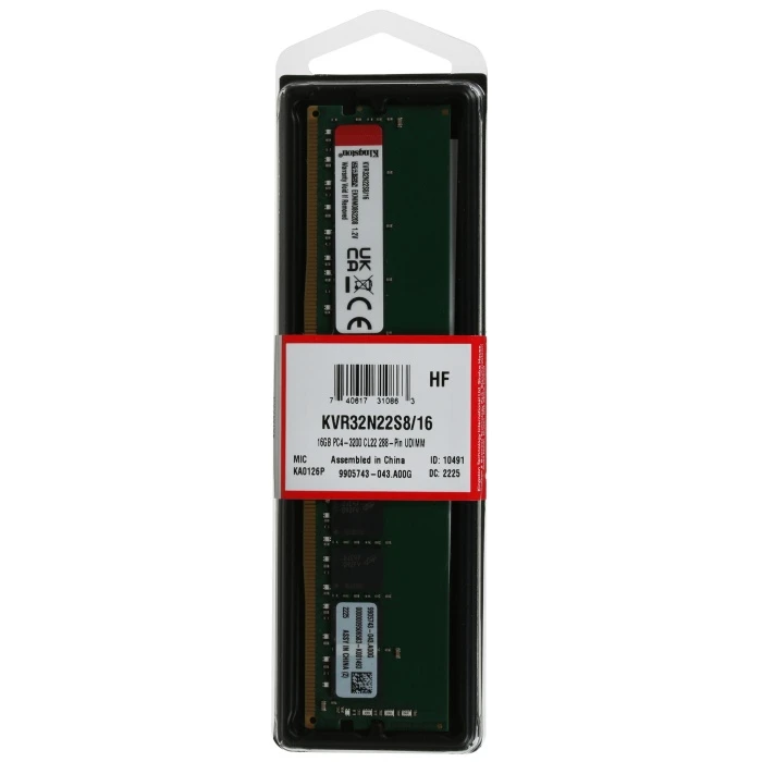 Оперативная память Kingston ValueRAM 16Gb 3200Mhz, KVR32N22S8/16