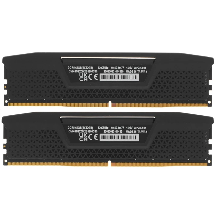 Оперативная память Corsair Vengeance 64Gb 5200Mhz, KIT 2*32Gb, CMK64GX5M2B5200C40