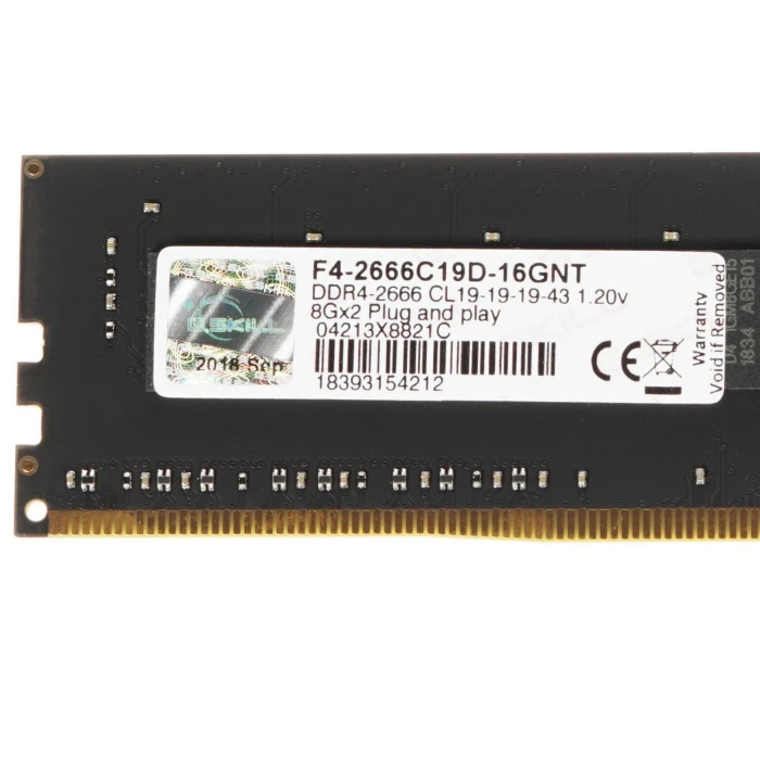 ПамятьG.Skill Value 16Gb 2666MHz , KIT 2*8Gb, F4-2666C19D-16GNT