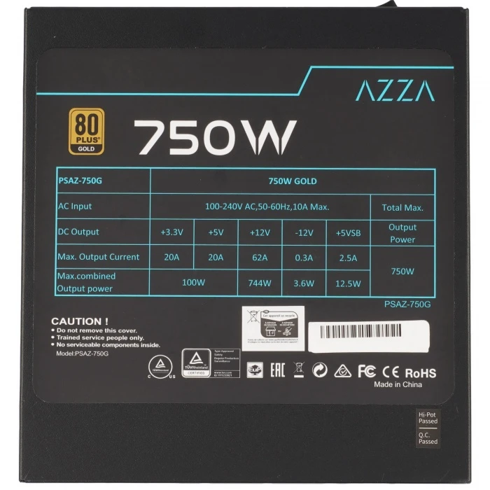 Блок питания Azza PSAZ-750G черный, PSAZ-750G