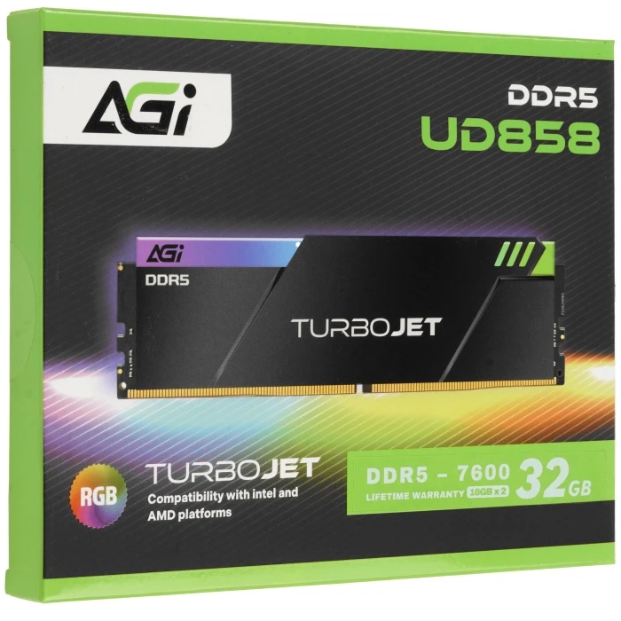 Оперативная память AGI TurboJet RGB 32Gb 7600Mhz, KIT 2*16Gb, AGI7CPC16UD858-DC