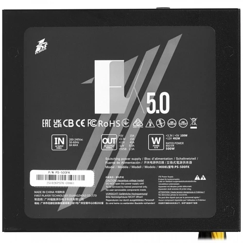 Блок питания 1STPLAYER FK 5.0 черный, PS-500FK