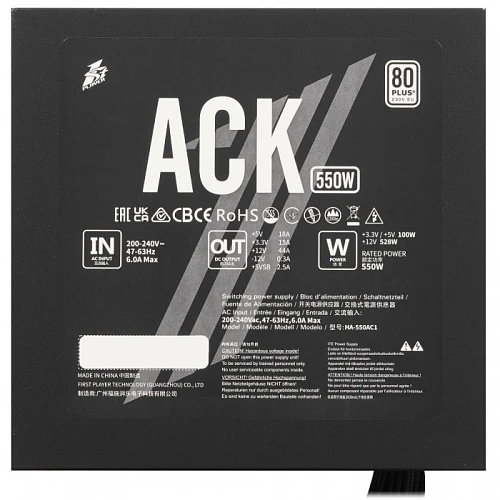 Блок питания 1STPLAYER ACK 550W Black черный, HA-550AC1