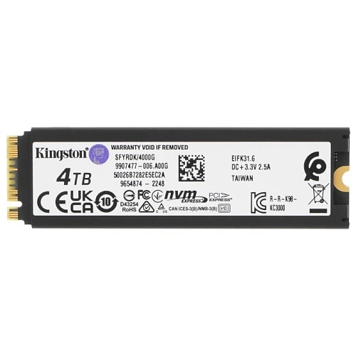 SSD накопитель Kingston FURY Renegade 4Tb M.2 NVMe, SFYRDK/4000G