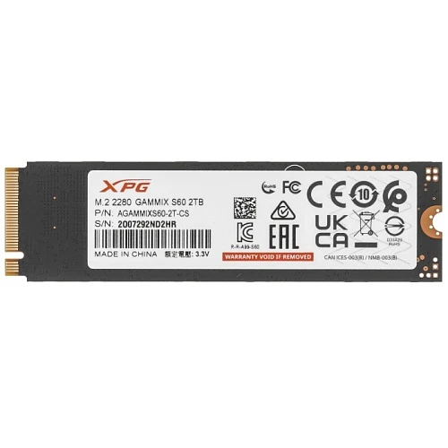 SSD накопитель ADATA XPG GAMMIX S60 2Tb M.2 NVMe, AGAMMIXS60-2T-CS