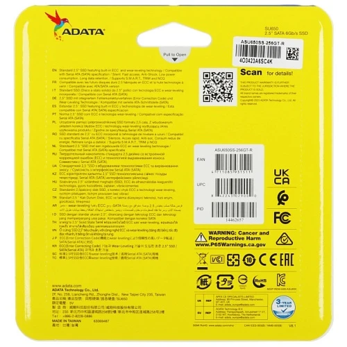 SSD накопитель ADATA SU650 256Gb 2.5" SATA, ASU650SS-256GT-R