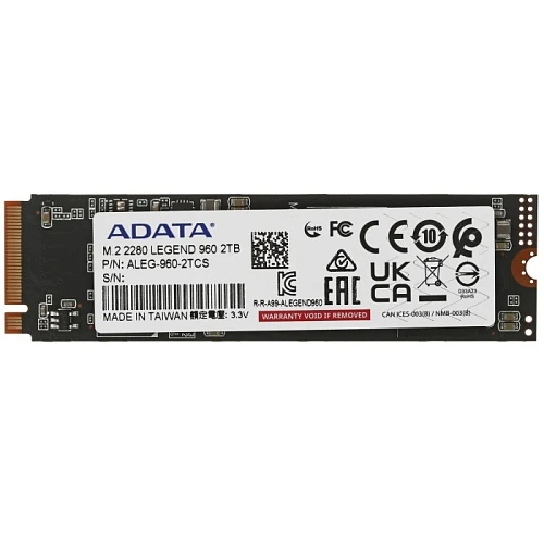 SSD накопитель ADATA LEGEND 960 2Tb M.2 NVMe, ALEG-960-2TCS