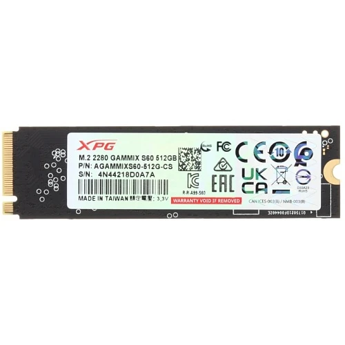 SSD накопитель ADATA XPG GAMMIX S60 512Gb M.2 NVMe, AGAMMIXS60-512G-CS