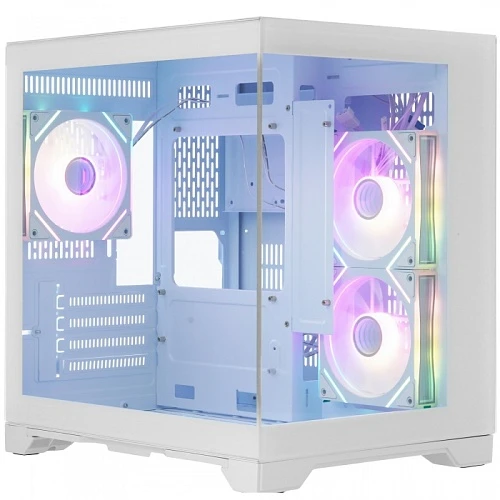 Корпус 1STPLAYER MEGAVIEW MV5-TP ARGB белый, Mini-Tower