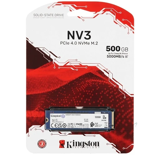 SSD накопитель Kingston NV3 500Gb M.2 NVMe, SNV3S/500G