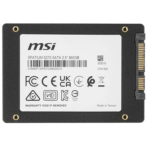 SSD накопитель MSI SPATIUM S270 960Gb 2.5" SATA, S78-440P130-P83