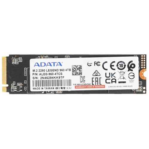 SSD накопитель ADATA LEGEND 960 4Tb M.2 NVMe, ALEG-960-4TCS